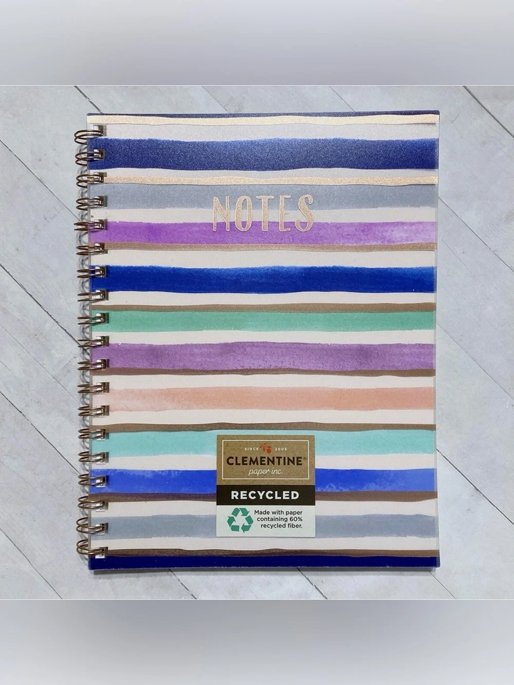 Clementine Watercolor Striped Notebook